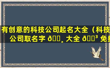 有创意的科技公司起名大全（科技公司取名字 🕸 大全 🌳 免费2020）